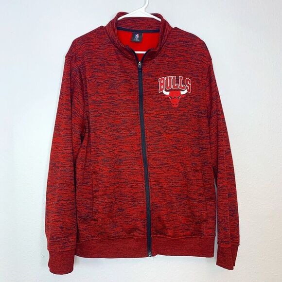 NBA Official Chicago Bulls Full Zip Warm Up Track Jacket Fleece Lined Size L - Picture 1 of 9